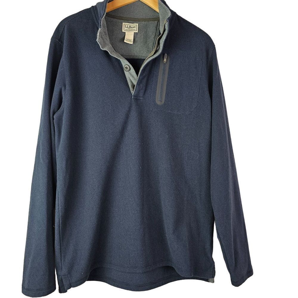 LL Bean Men's Microfleece Lightweight Jacket Zip Pocket Blue Size M
